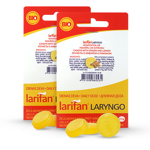 2 x Larifan LARYNGO ar ingveru un citronu garšu