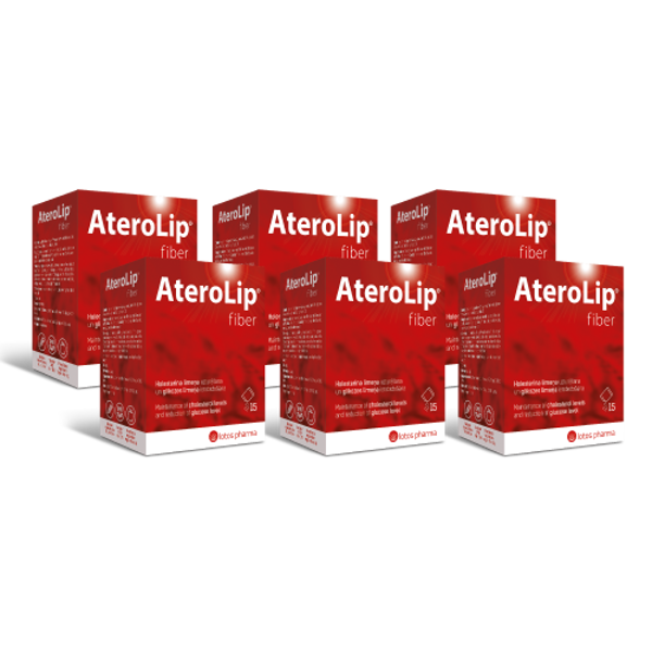 6 x AteroLip® fiber, 15 paciņas - 1 mēneša kurss!