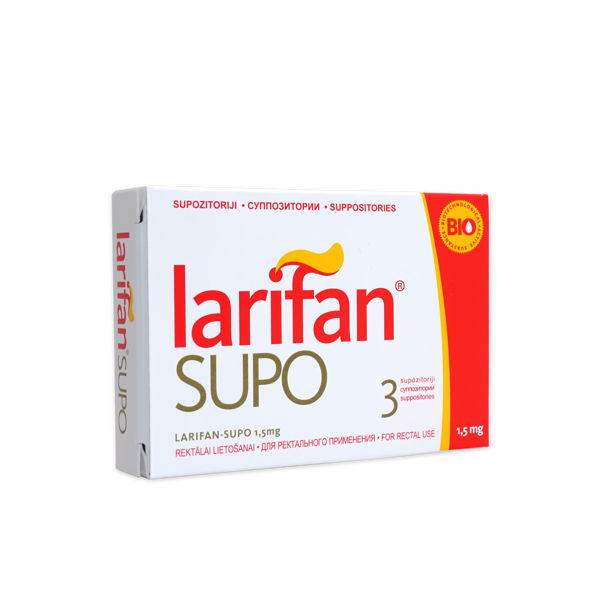 Supozitorijs Larifan Supo 1.5 mg./3gb.