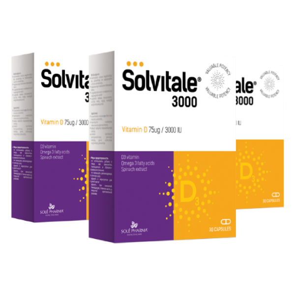 3 x Solvitale® 3000 D+OMEGA-3, 30 капсул